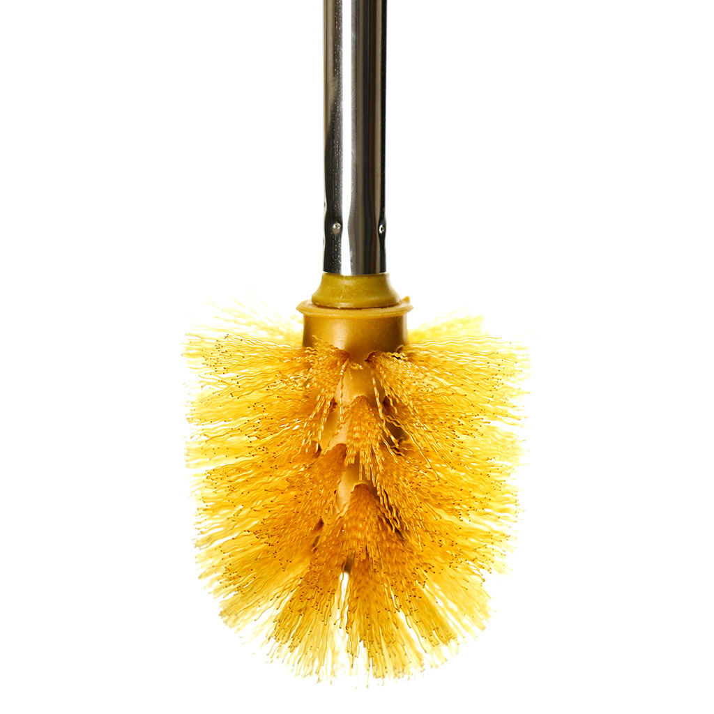 Ерш унитазный пластмассовый со съемной ручкой из нержавеющей стали "Металлик" 49см, с подставкой д13,5см h10,5см, золото (Китай)