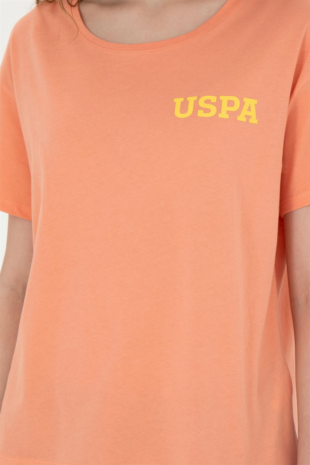 Женская футболка с круглым вырезом лососевого цвета - U.s. polo assn фото 6