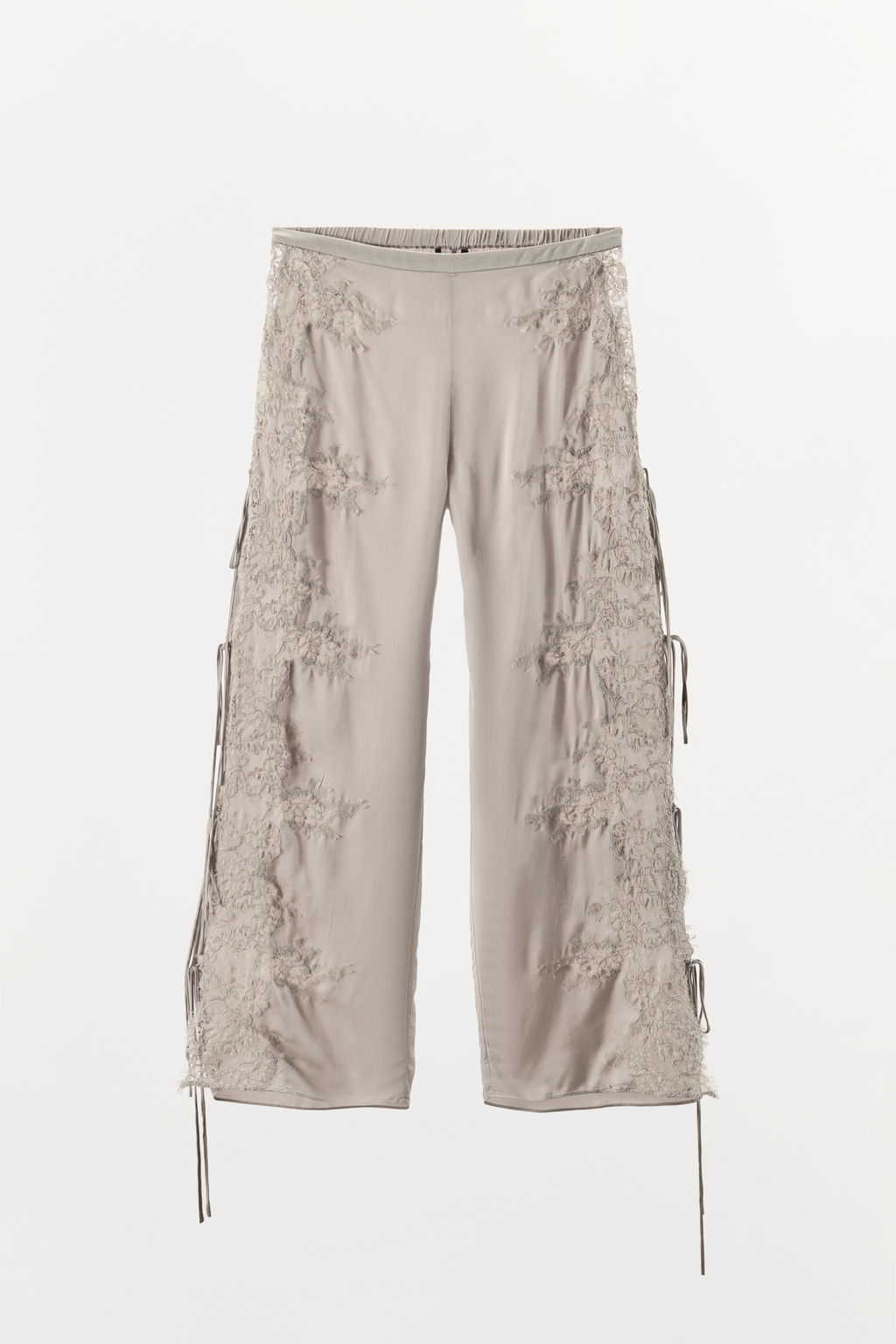 PANTAL?N SATINADO ENCAJE ABERTURAS / Gris - Zara фото 4