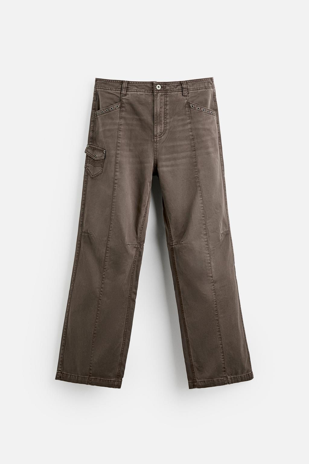 STITCHED WASHED-EFFECT TROUSERS - Zara фото 6