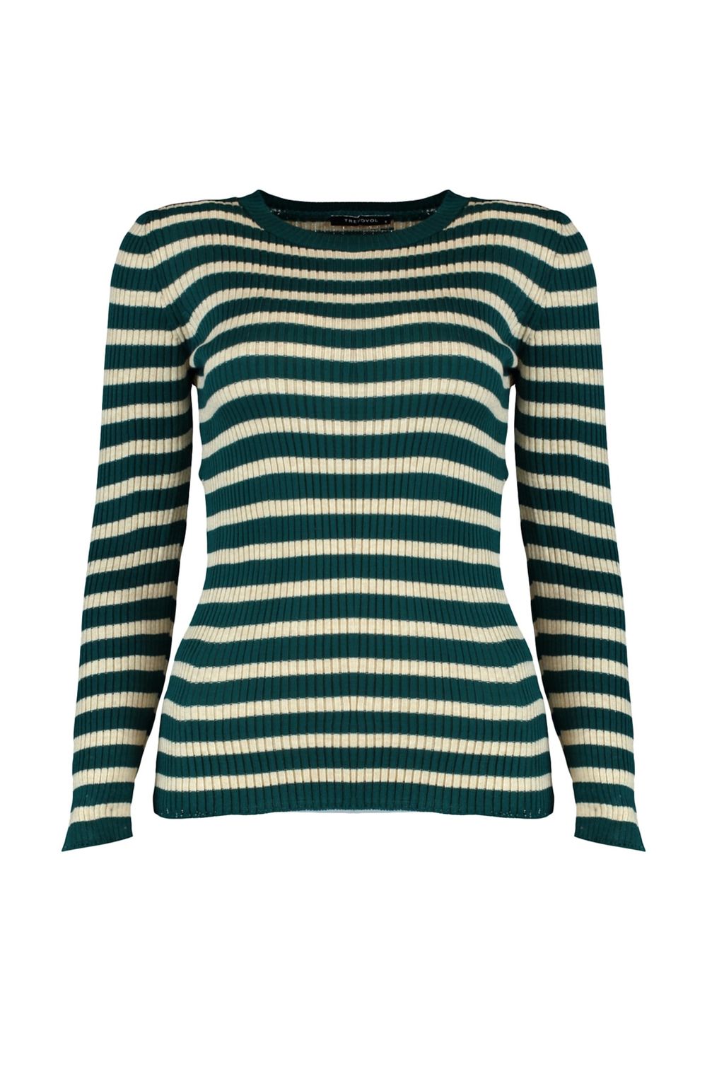 Yesil Basic Cizgili Triko Kazak TWOAW21KZ0942