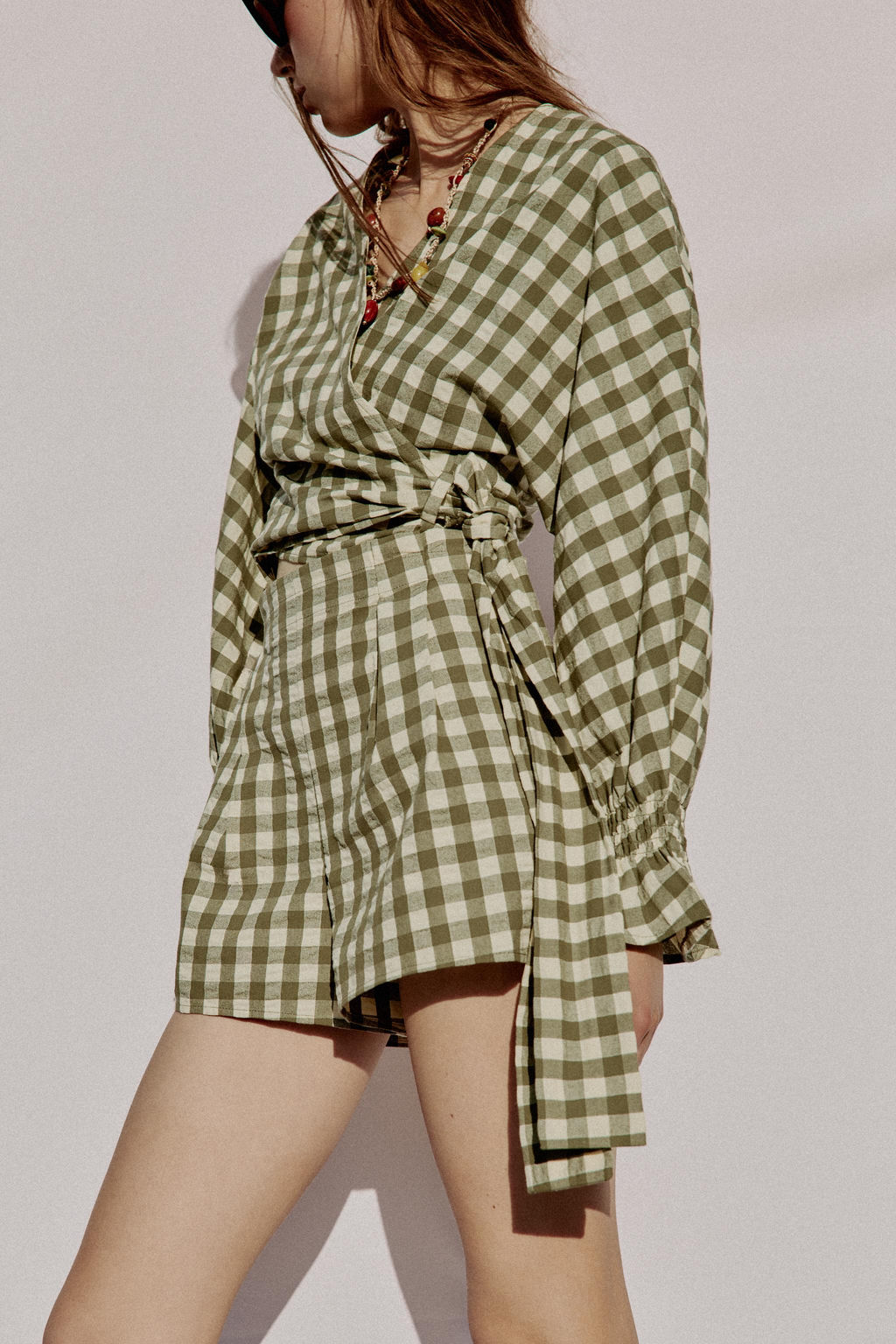 SHORTS CUADRO VICHY / Verde medio - Zara фото 3
