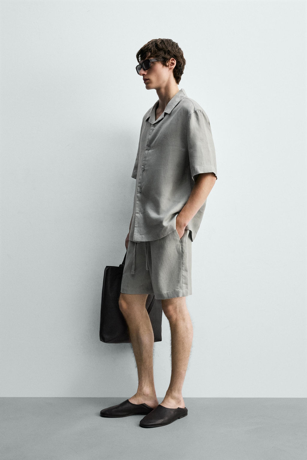 CAMISA RELAXED FIT 100% LINO / Gris claro - Zara фото 12