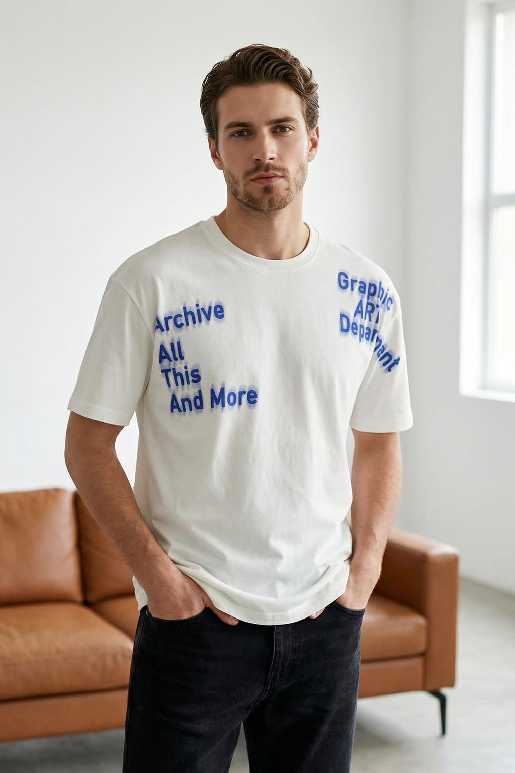 TRENDYOL MAN Ekru Oversize/Genis Kesim Yaz? Bask?l? %100 Pamuk T-Shirt TMNSS25TS00194 - Trendyolmilla фото 6