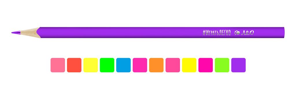 Лео Играй Набор неоновых трехгранных карандашей LGNCP-12 заточенный 8 х 12 цв