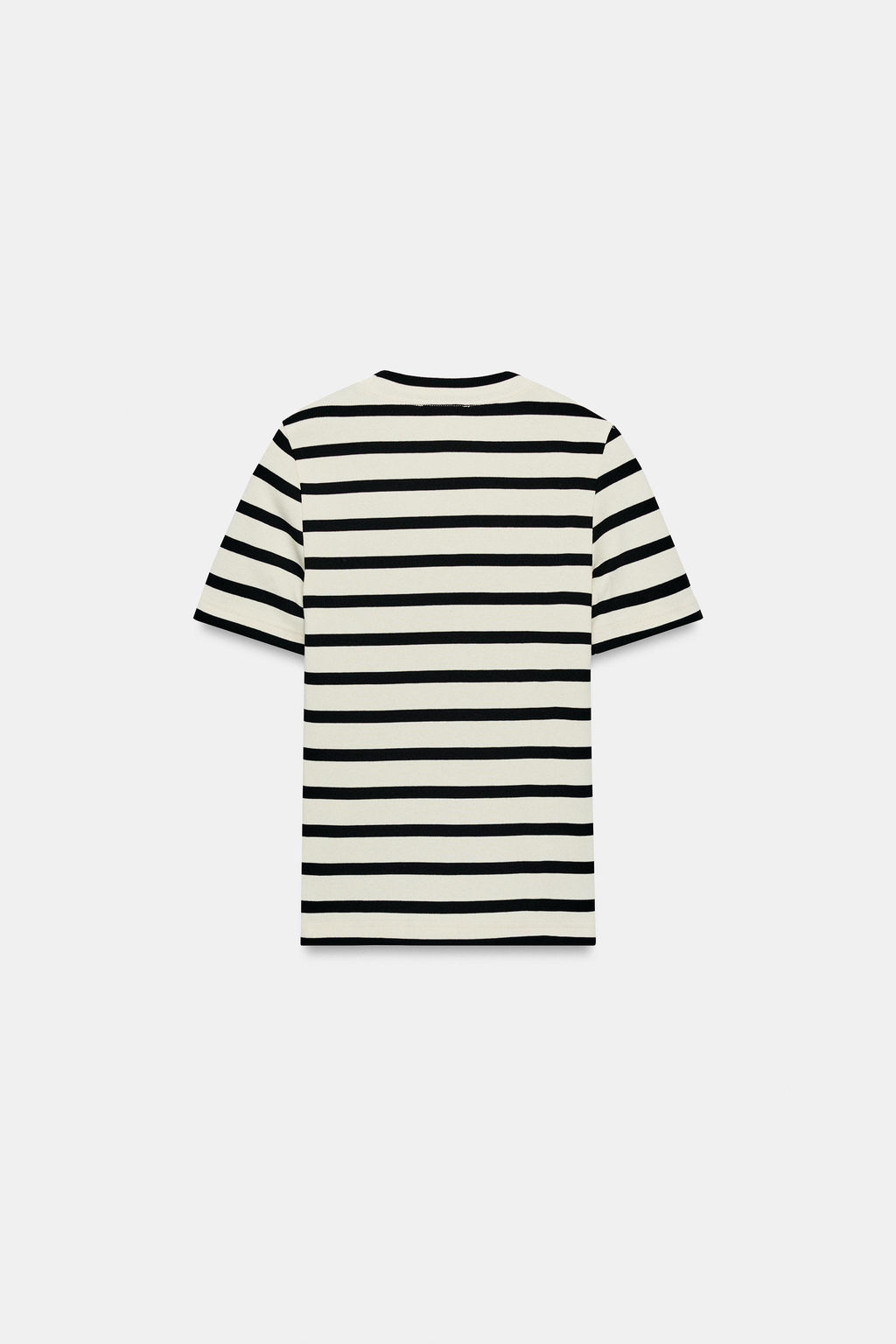 CAMISETA RIB ESCOTE REDONDO / Blanco / Negro