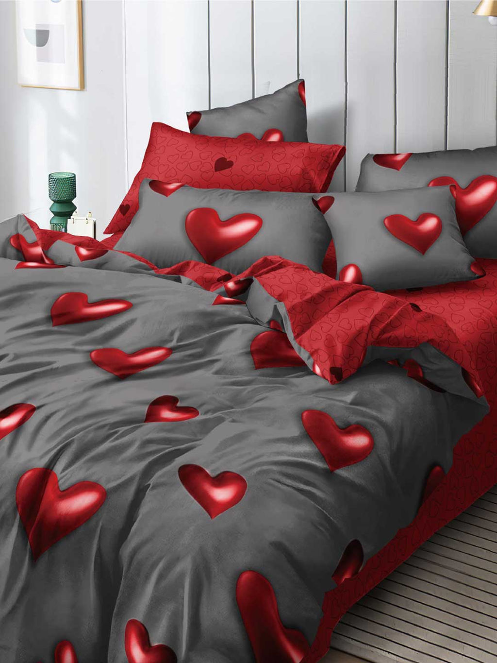 Постельное белье поплин эксклюзив на молнии - Только любовь Евро Мини с Евро простыней (нав. 70х70)