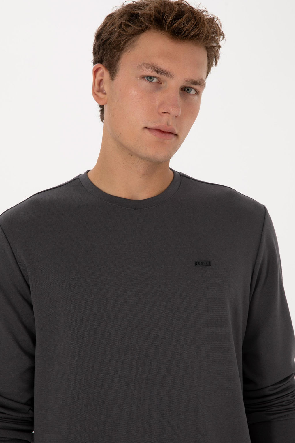 Erkek Regular Fit Yar_m Fermuarl_ Gri Sweatshirt
