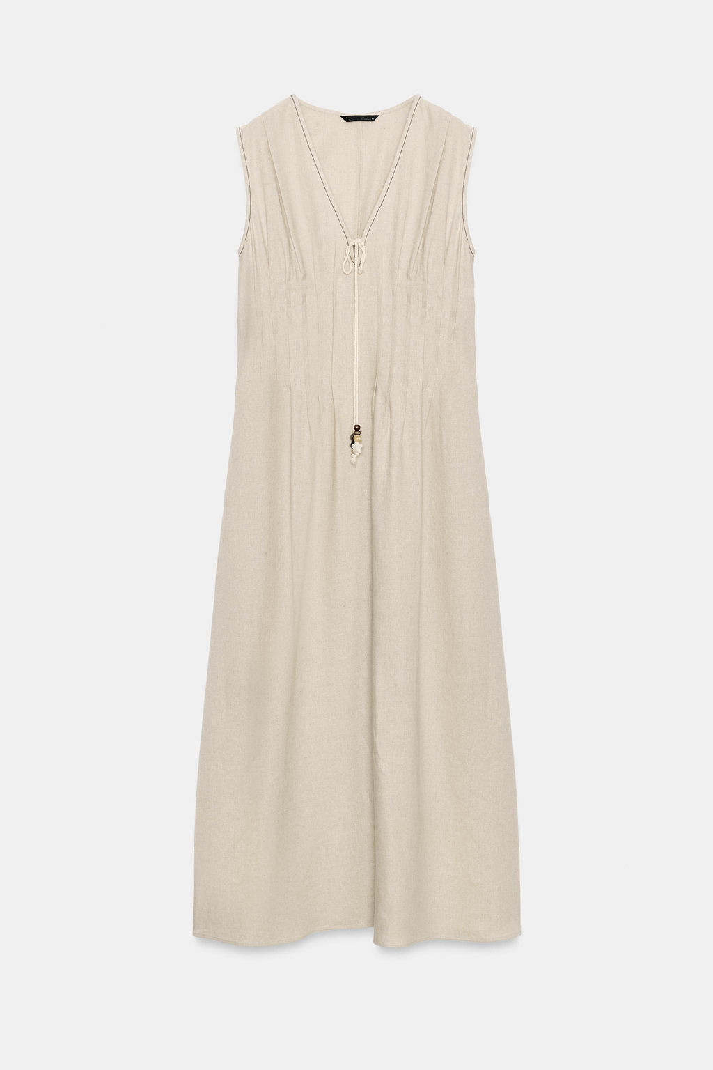 VESTIDO MIDI JARETAS CON LINO / Beige claro - Zara фото 8