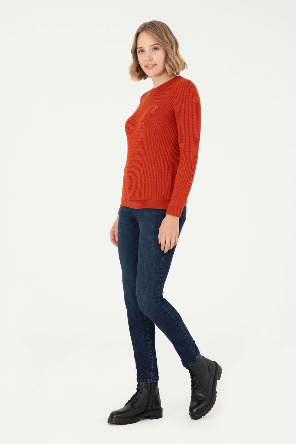 Женский базовый свитер кирпичного цвета Неожиданная скидка в корзине - U.s. polo assn фото 4