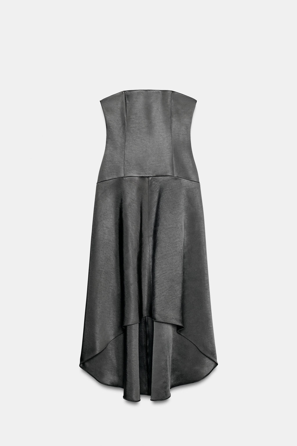 VESTIDO SATINADO ASIM?TRICO ZW COLLECTION / Gris oscuro - Zara фото 3