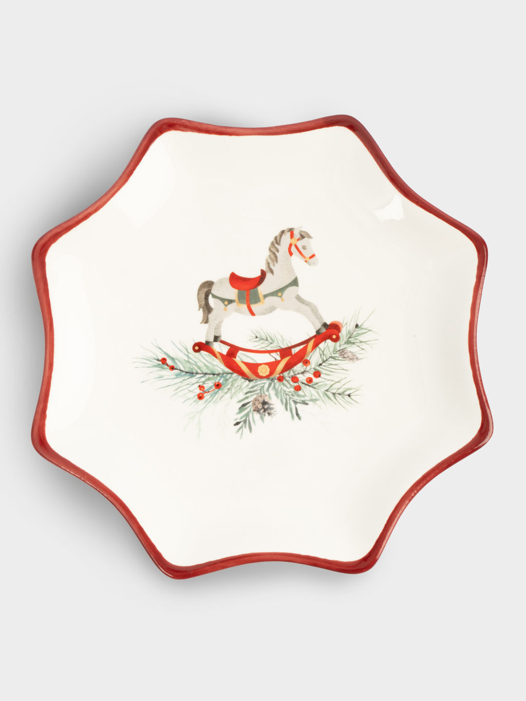 Блюдо, 20 см, керамика, красное, Лошадка, Festival