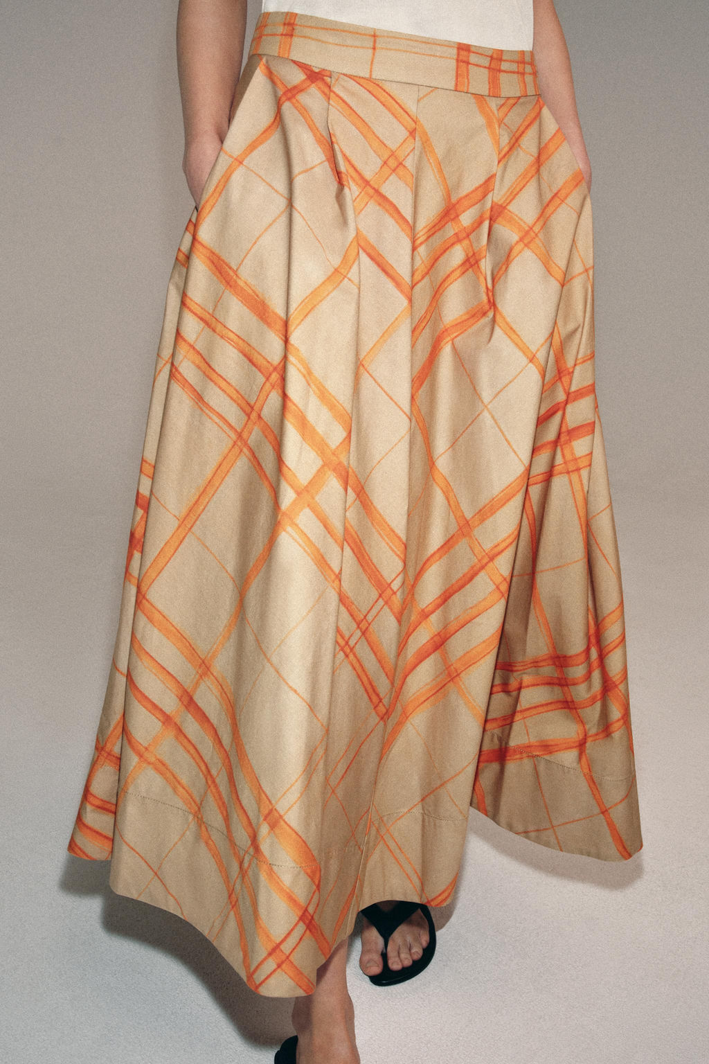 FALDA CAPA CUADROS ZW COLLECTION / Beige - Zara фото 4