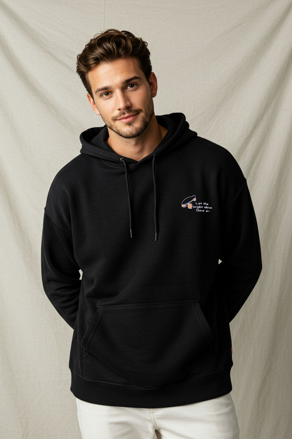 Siyah Oversize/Genis Kesim Nak?sl? Ici Polarl? Kapusonlu Sweatshirt TMNAW25SW00016