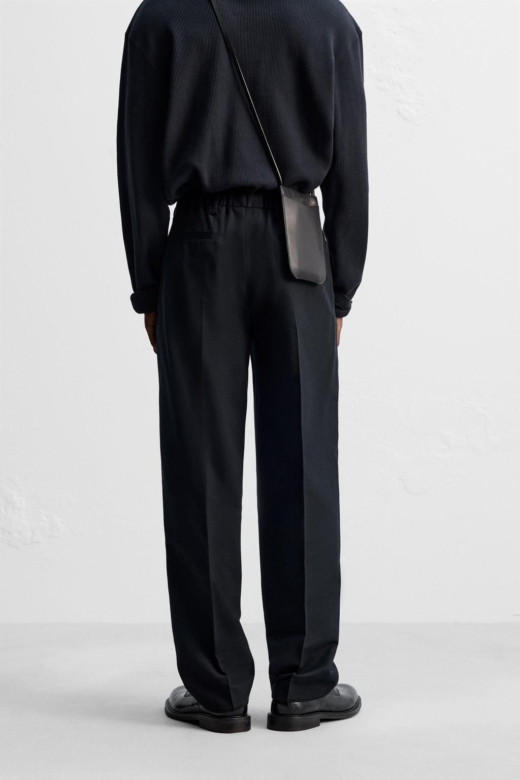 COTTON/WOOL PLEATED TROUSERS - Zara фото 3