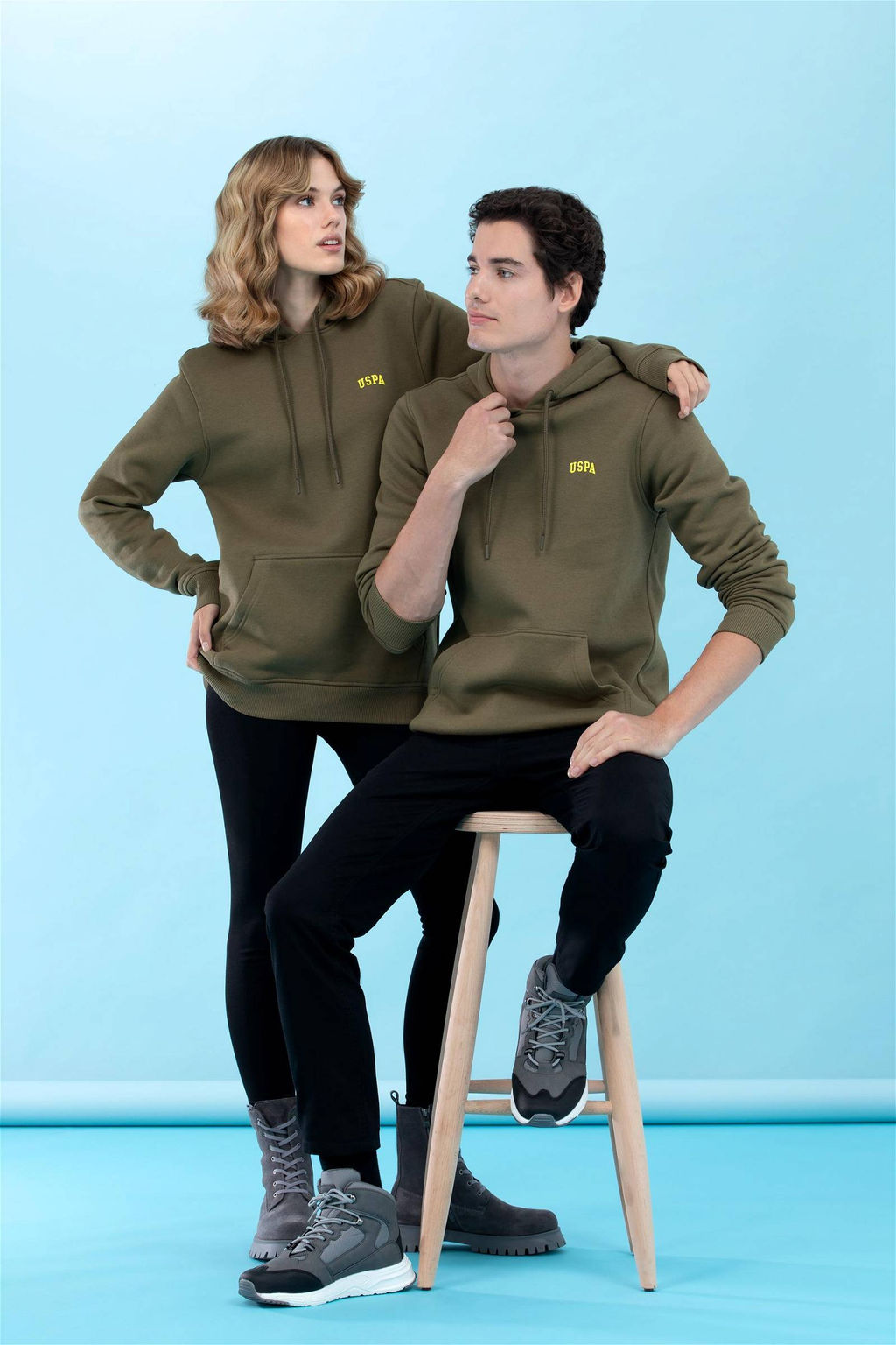 U. S. Polo Assn Базовый свитшот цвета хаки с капюшоном (унисекс) - U.s. polo assn фото 3