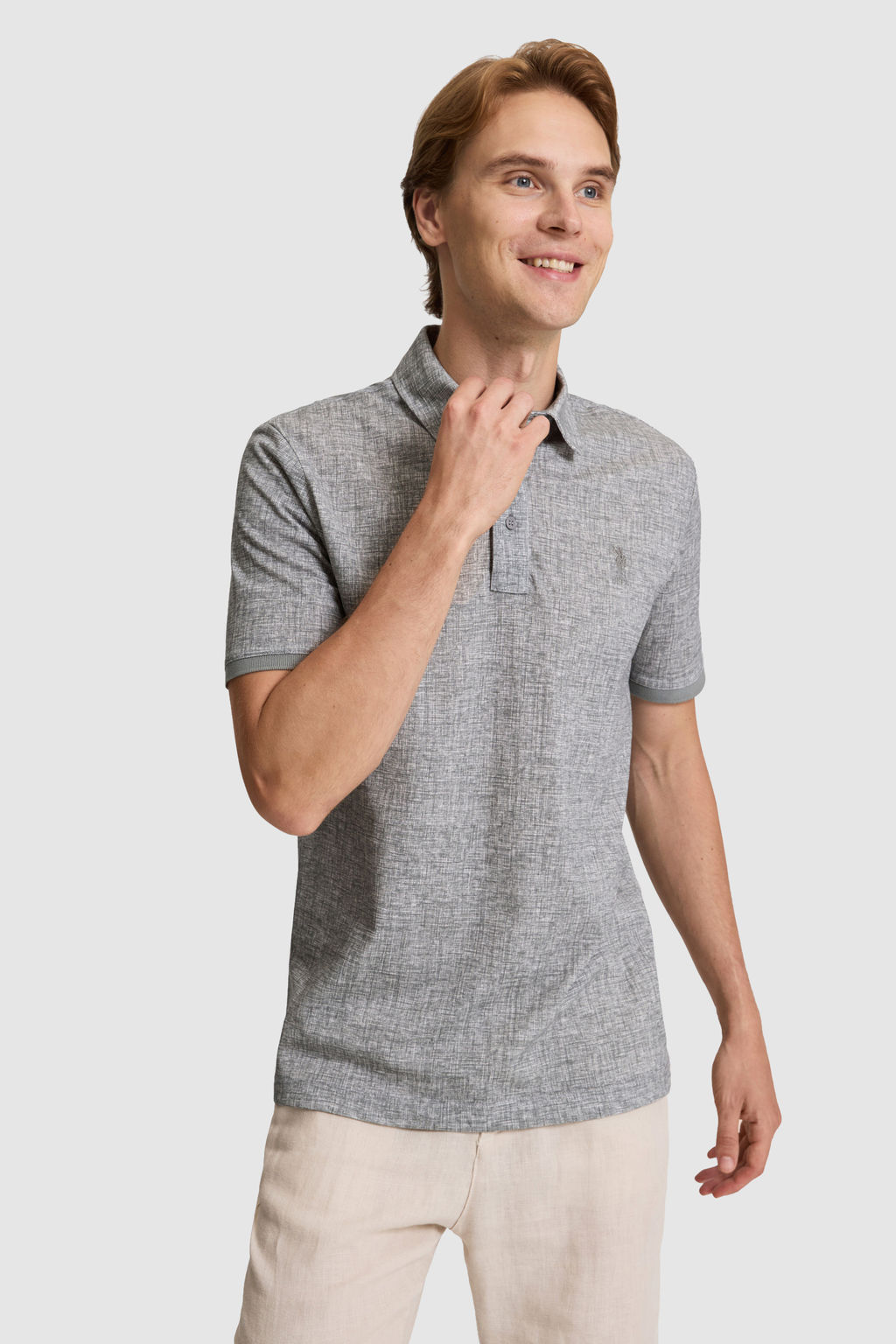 Erkek Gri Regular Fit Polo Yaka Ti__rt - U.s. polo assn фото 3