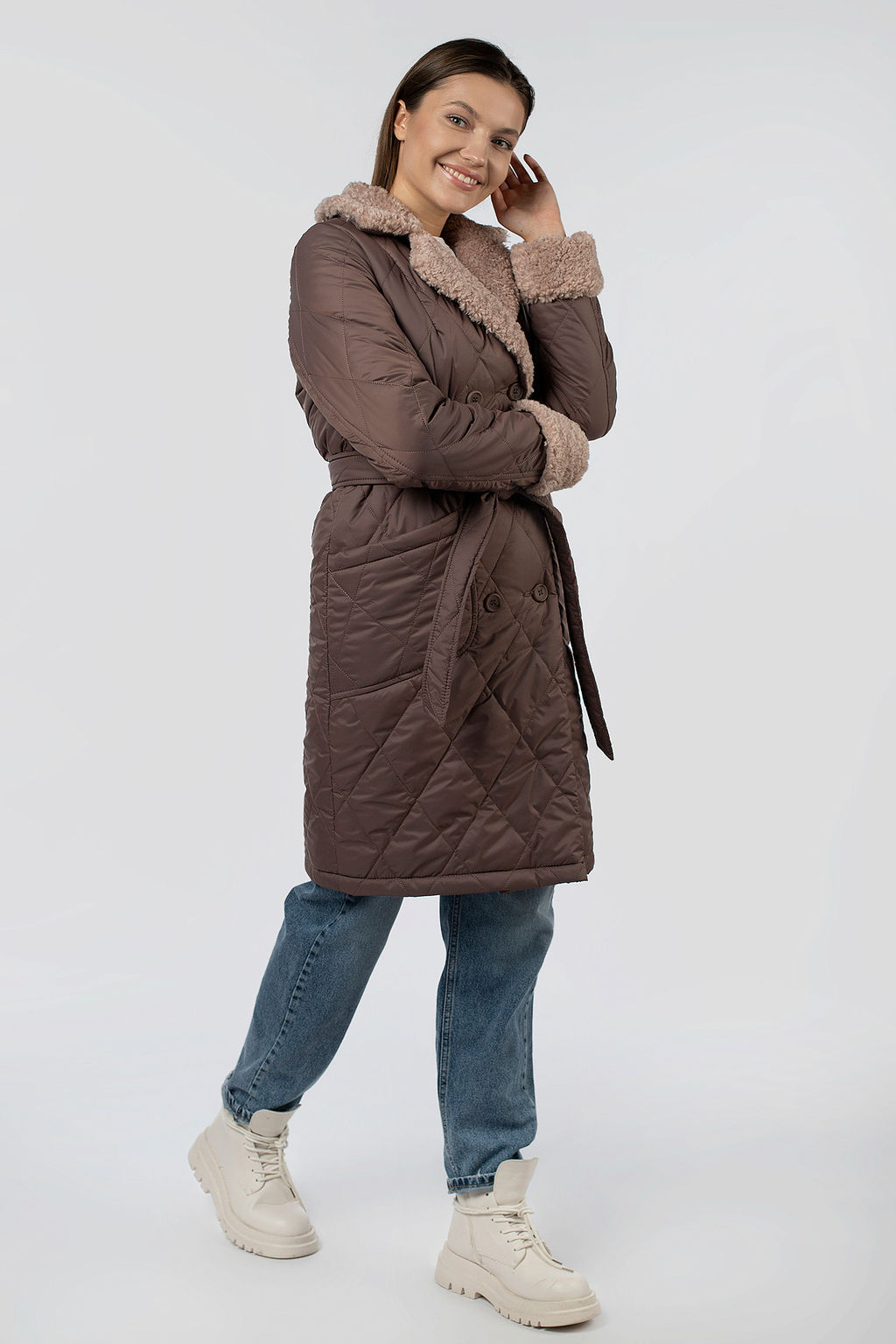 05-2109 Куртка женская зимняя (пояс) - El podio фото 4