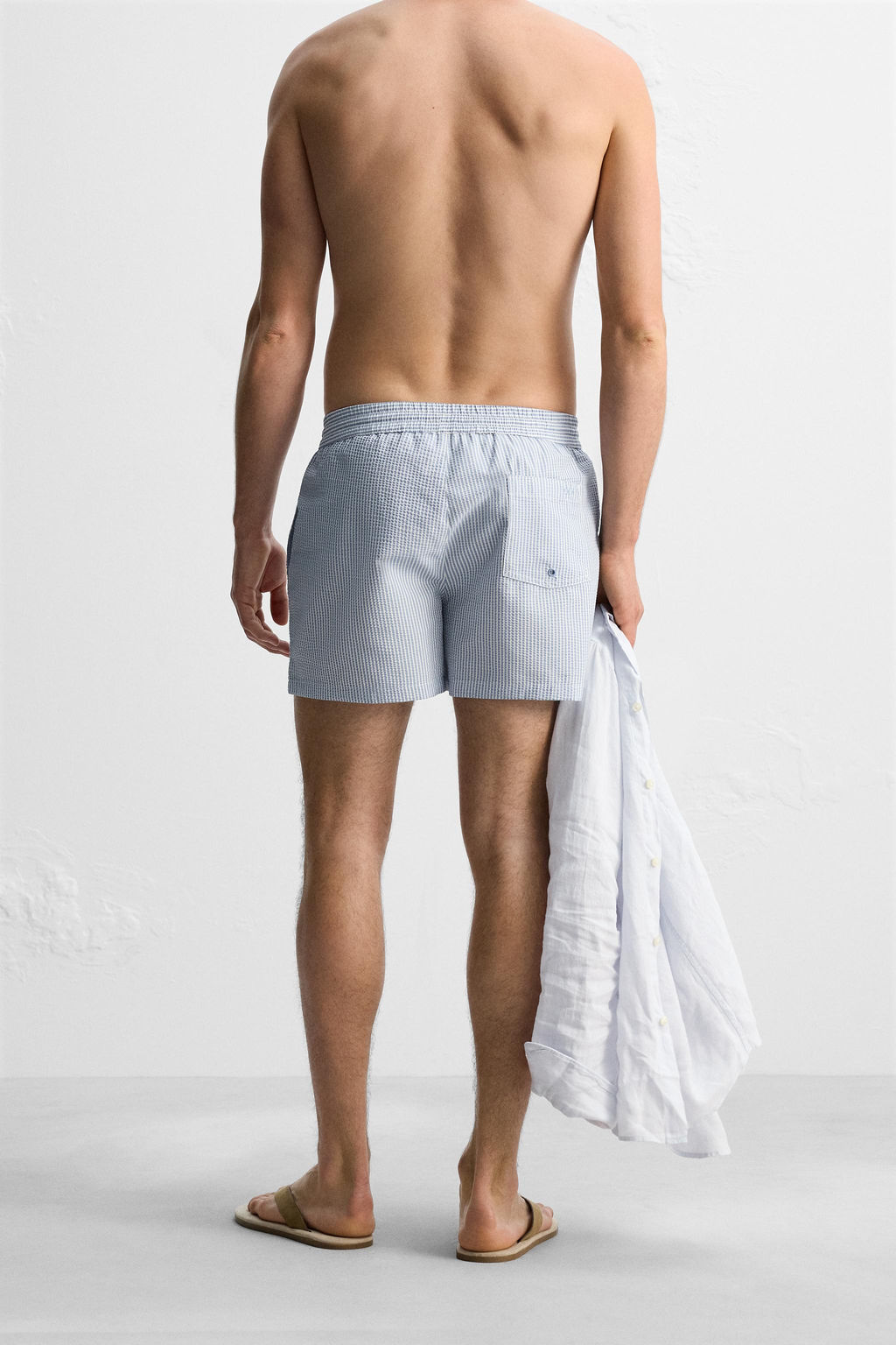 REGULAR STRIPE SEERSUCKER SWIMMING TRUNKS - Zara фото 3