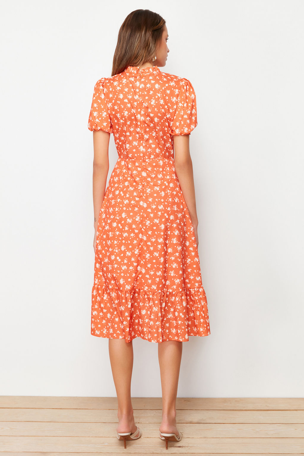 TRENDYOLMILLA Ac?k Mavi Cicekli A Kesim F?rf?rl? Midi Dokuma Elbise TWOSS20EL0894  фото 24