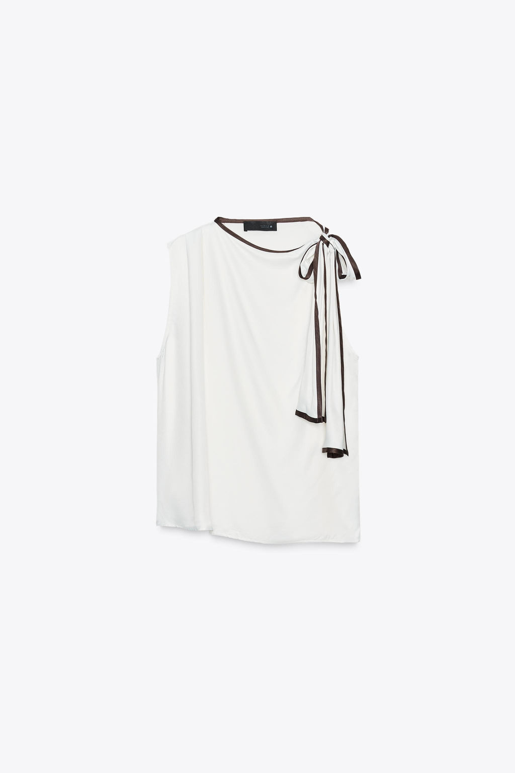 SATIN TOP WITH BOW AND CONTRASTING TRIMS - Zara фото 16