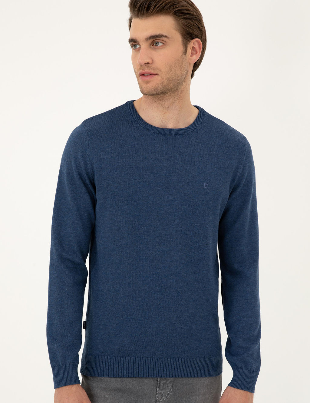 _ndigo Melanj Slim Fit Bisiklet Yaka Basic Triko Kazak - Pierre cardin фото 3