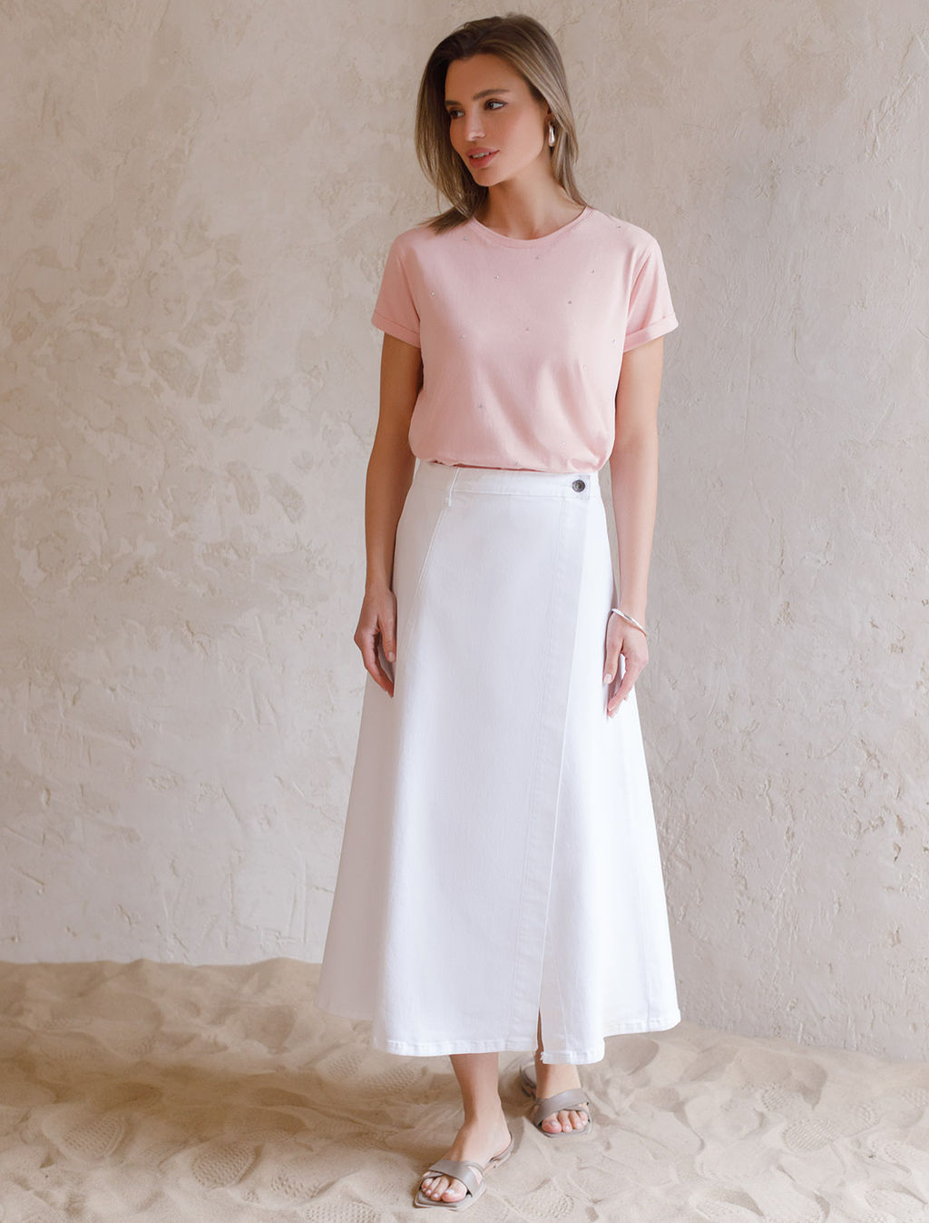 Футболка из эластичного хлопка с принтом стразы