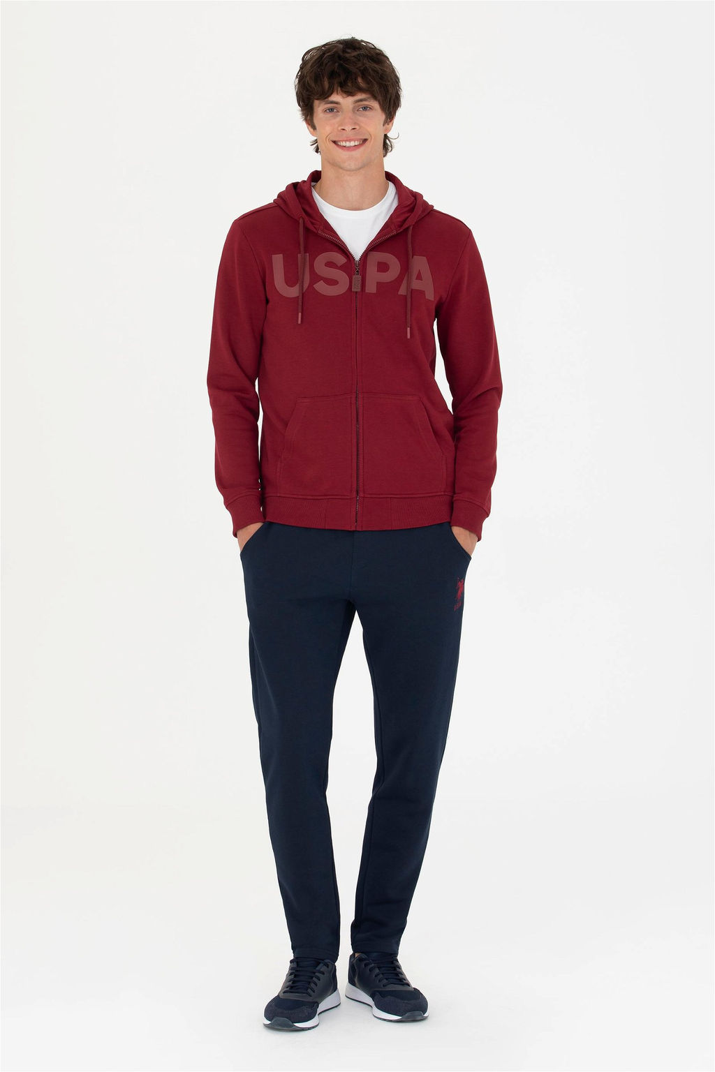 U. S. Polo Assn Мужской бордовый вязаный кардиган с капюшоном - U.s. polo assn фото 4