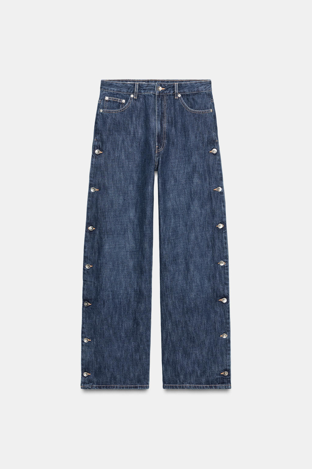 TRF BAGGY MID-WAIST BUTTON JEANS - Zara фото 8