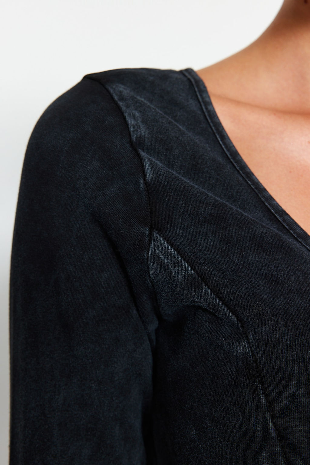 TRENDYOLMILLA Indigo Eskitme/Soluk Efektli Pamuklu Uzun Kol Esnek C?tc?tl? Orme Body TWOAW24BD00044  фото 5