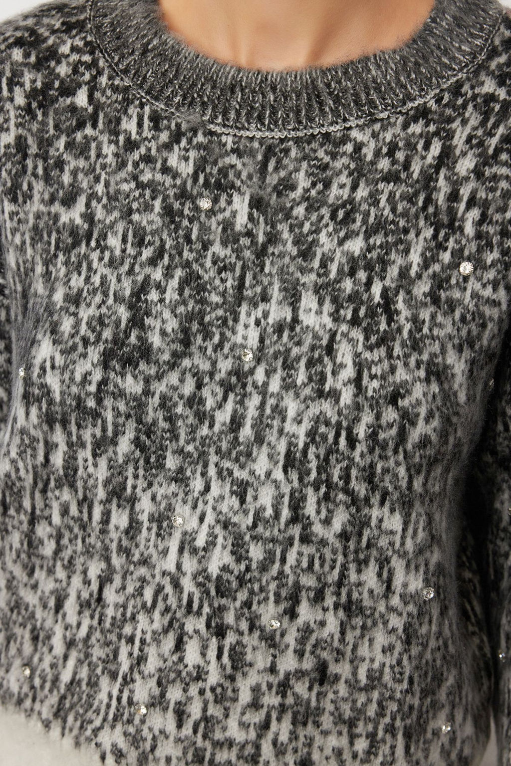 Antrasit Tasl? Yumusak Dokulu Desenli Triko Kazak TWOAW25KZ00150 - Trendyolmilla фото 4