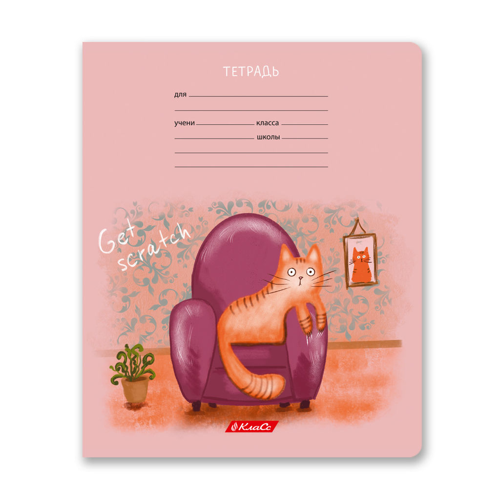Светоч 18ТЕТк-003 Тетрадь ученическая школьная, выборочный лак, A5 18 л. на скобе 65 г/кв.м , белизна 100 % 20 шт. клетка 000706 Жизнь кота Абрикоса
