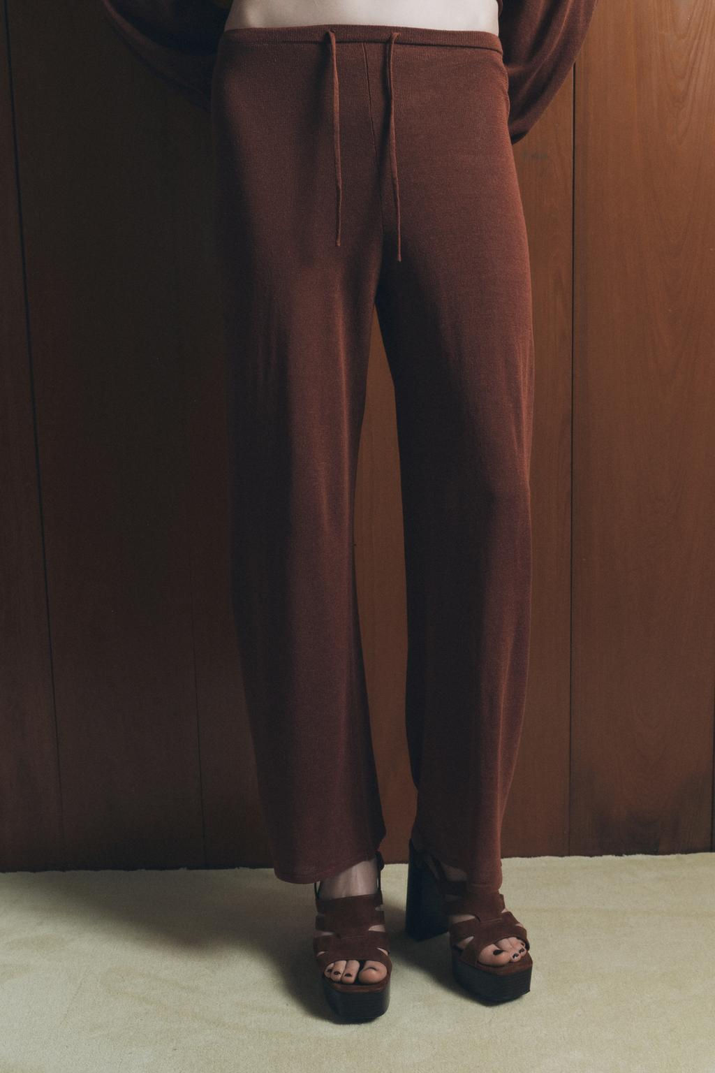 PLAIN KNIT STRAIGHT-LEG TROUSERS - Zara фото 2