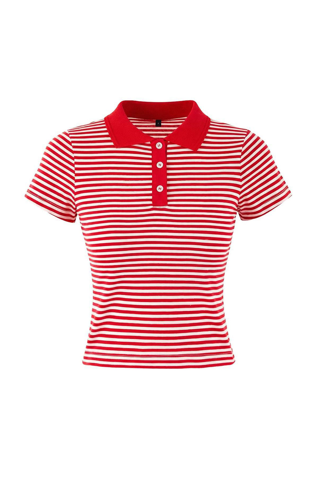 K?rm?z? Cizgili Fitted/Vucuda Oturan Polo Yaka K?sa Kollu %100 Pamuk Orme Bluz TWOSS26BZ00094 - Trendyolmilla фото 5