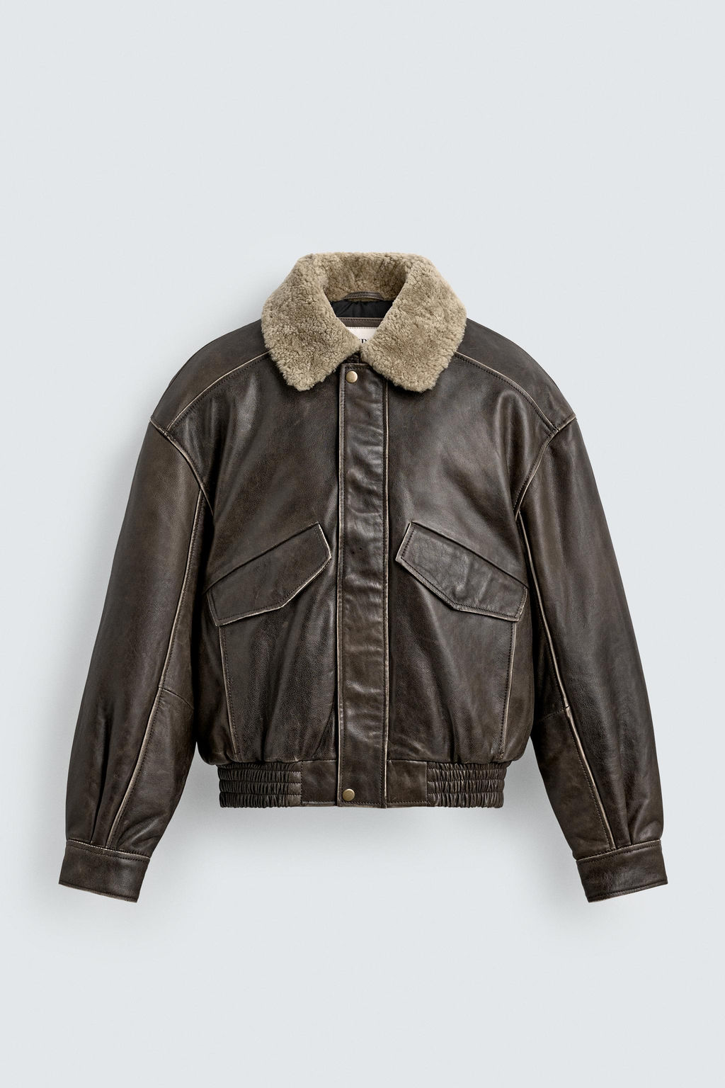 LIMITED EDITION LEATHER JACKET WITH CONTRAST COLLAR - Zara фото 7