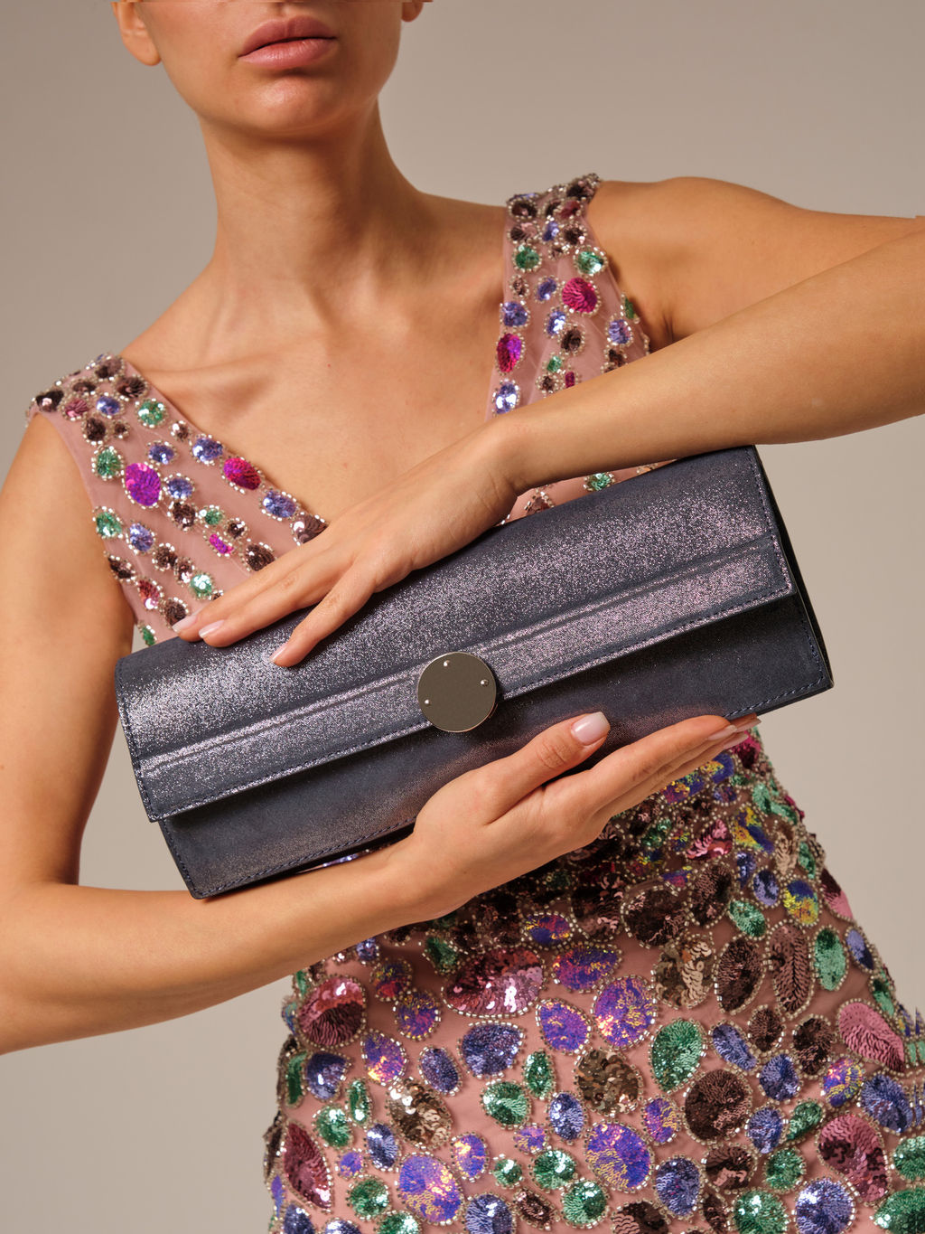 Клатч замшевый Deboro 30477 синее серебро