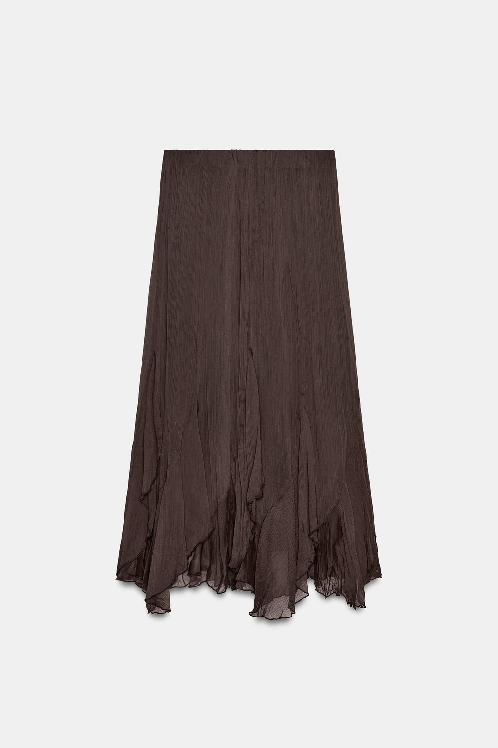 FALDA MIDI VOLANTES ENCAJE / Marr?n - Zara фото 7