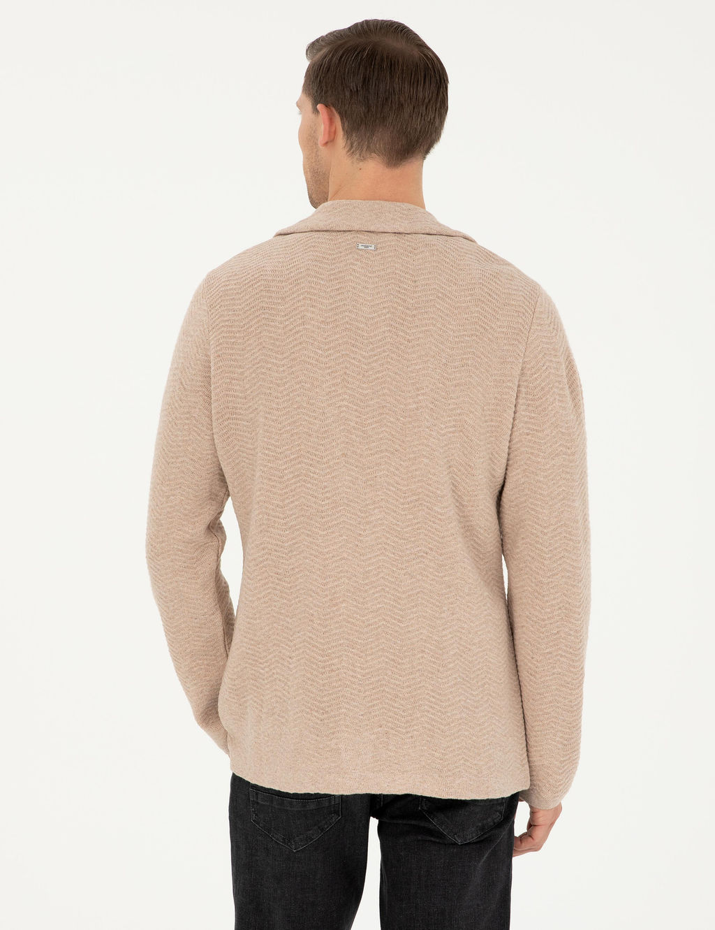 Кардиган приталенного трикотажного цвета Camel Melange - Cacharel фото 6