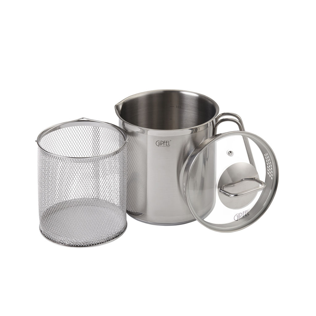 1301 GIPFEL Кастрюля ITUM 16х18см/3,6 л для варки овощей, со съемным ситом, стеклянная крышка с уплотнением Материал: нержавеющая сталь 18/8, капсульной дно. Толщина: 0,6 мм / 3мм  фото 4