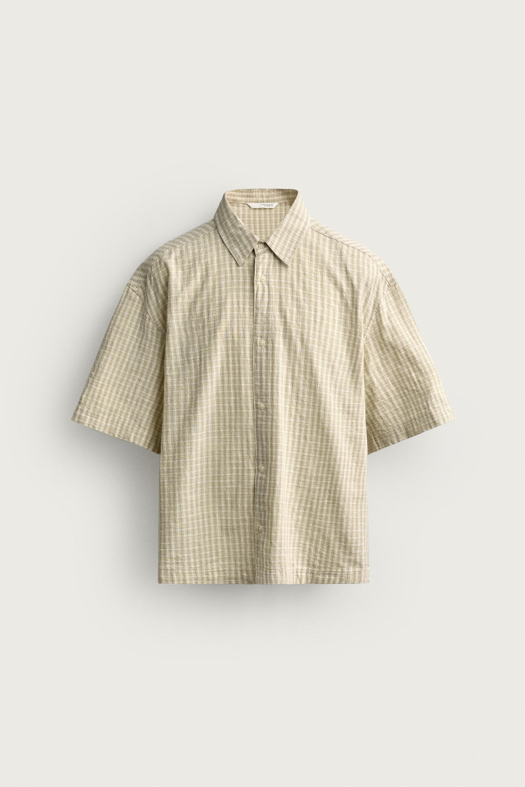 CAMISA BOXY FIT CUADROS / Blanco / Verde