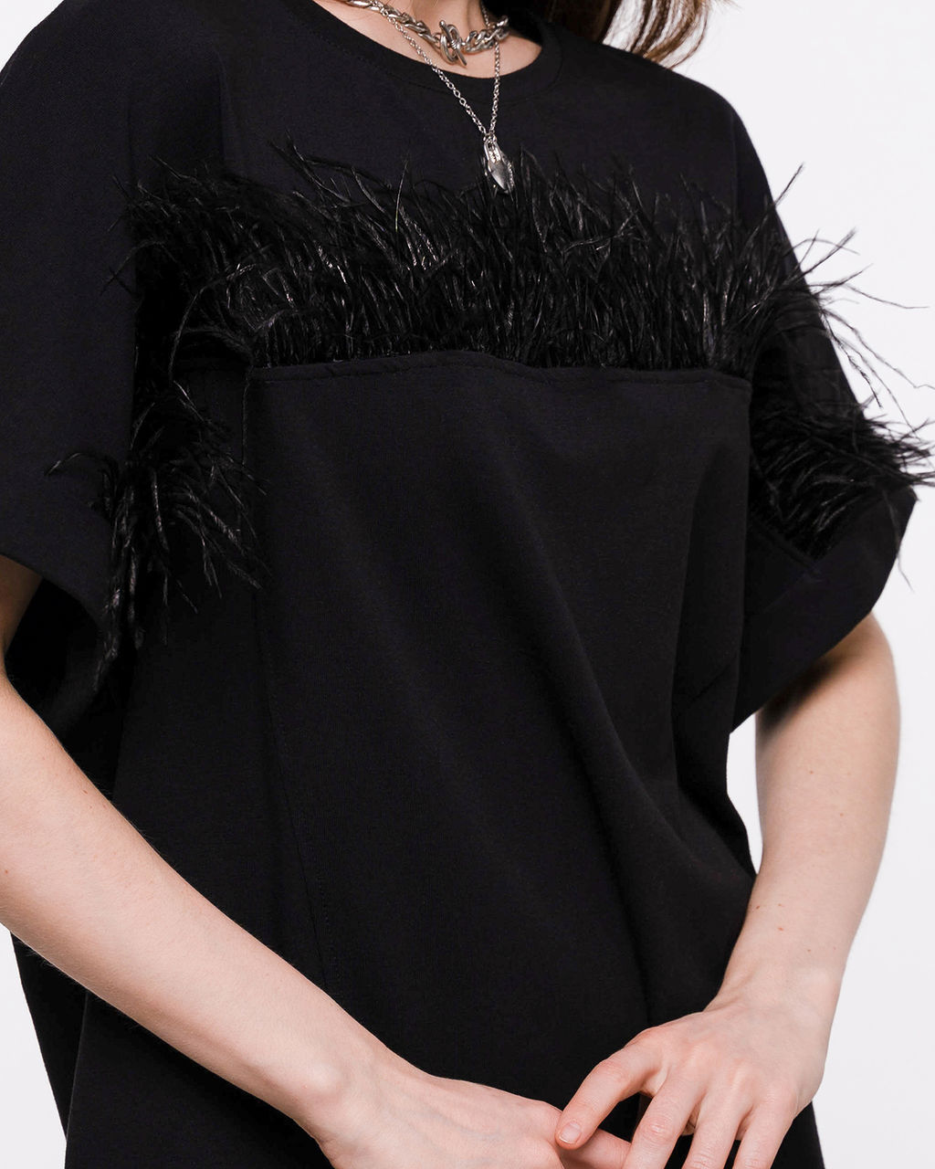 Футболка с перьями страуса, 95% хлопок, 5% лайкра - Sahar art lab фото 2