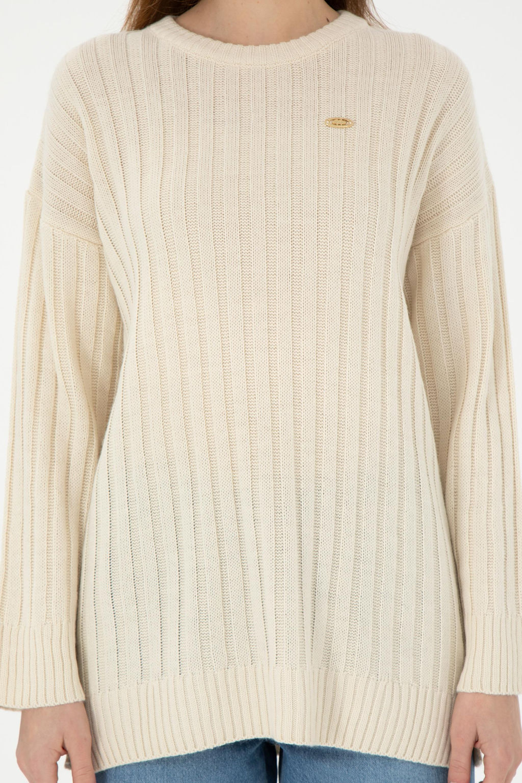 Женский кремовый свитер с круглым вырезом Неожиданная скидка в корзине - U.s. polo assn фото 6