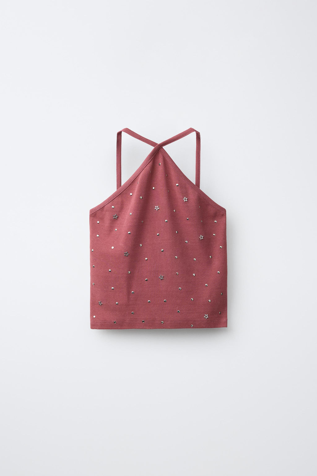 TOP CUELLO HALTER TACHAS / GRANATE