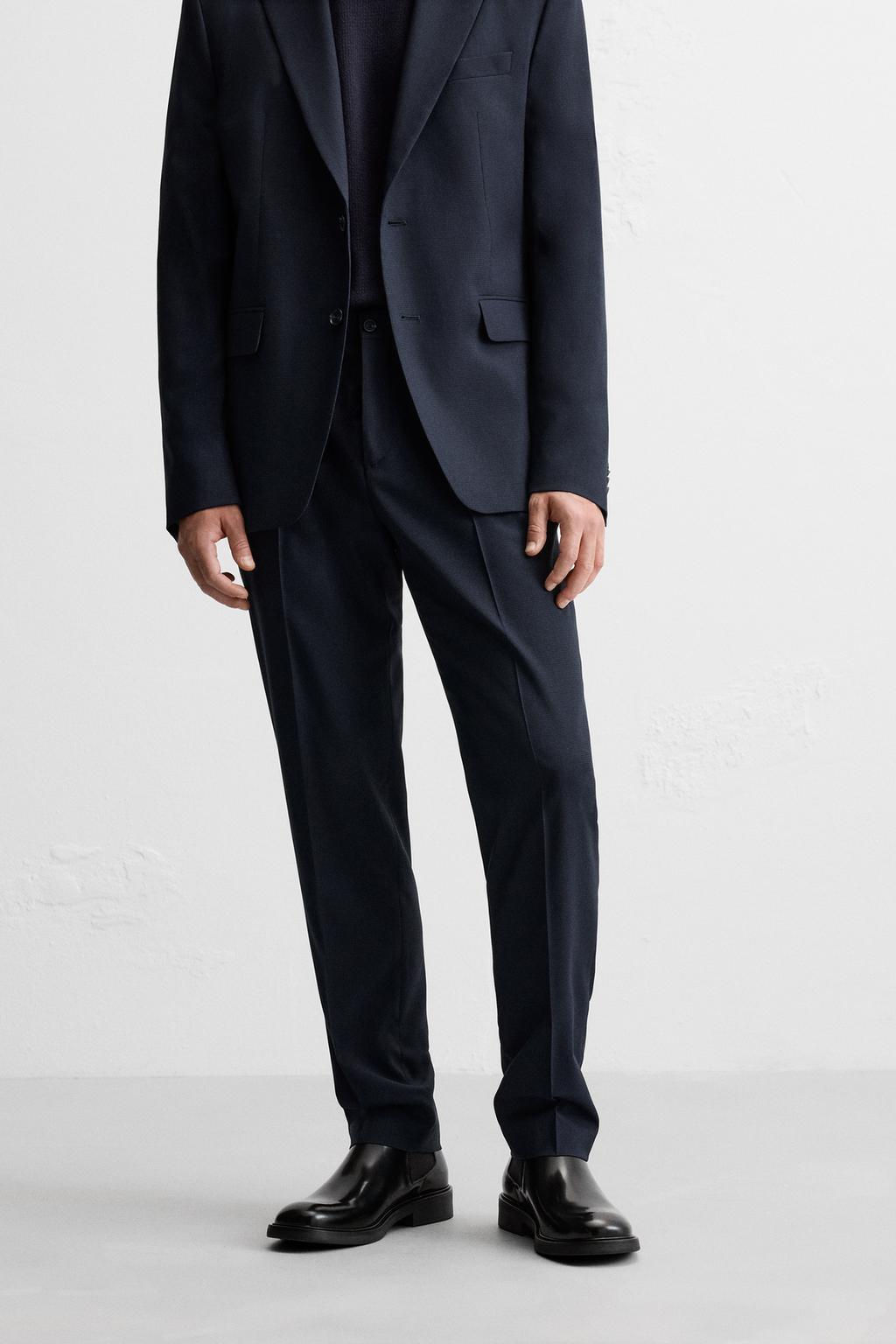 CHECKED TEXTURED WEAVE SUIT TROUSERS - Zara фото 2
