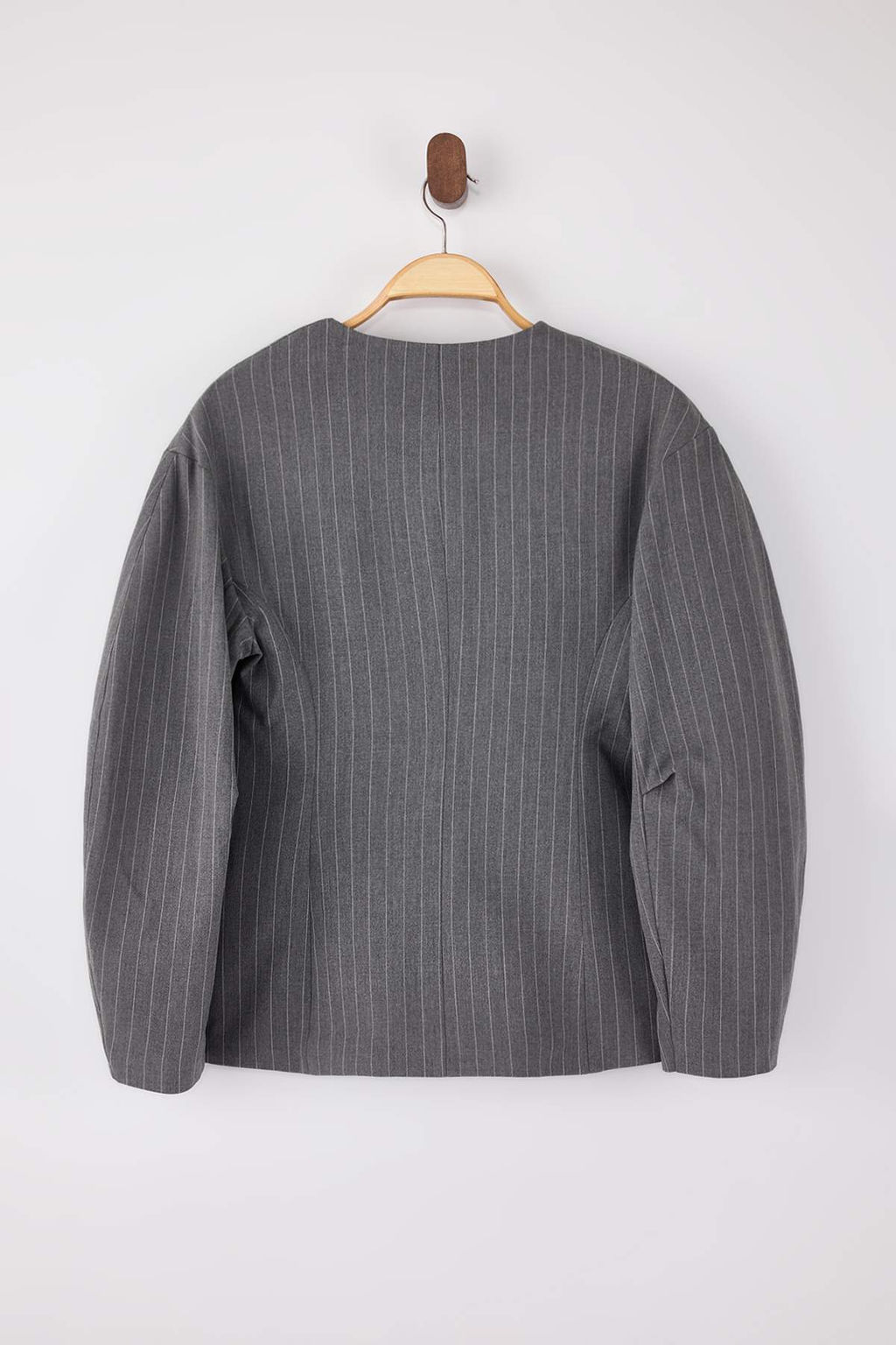 Gri Cizgili Kol Detayl? Fitted/Vucuda Oturan Astarl? Vatkal? Dokuma Blazer Ceket TWOSS26BC00025 - Trendyolmilla фото 7