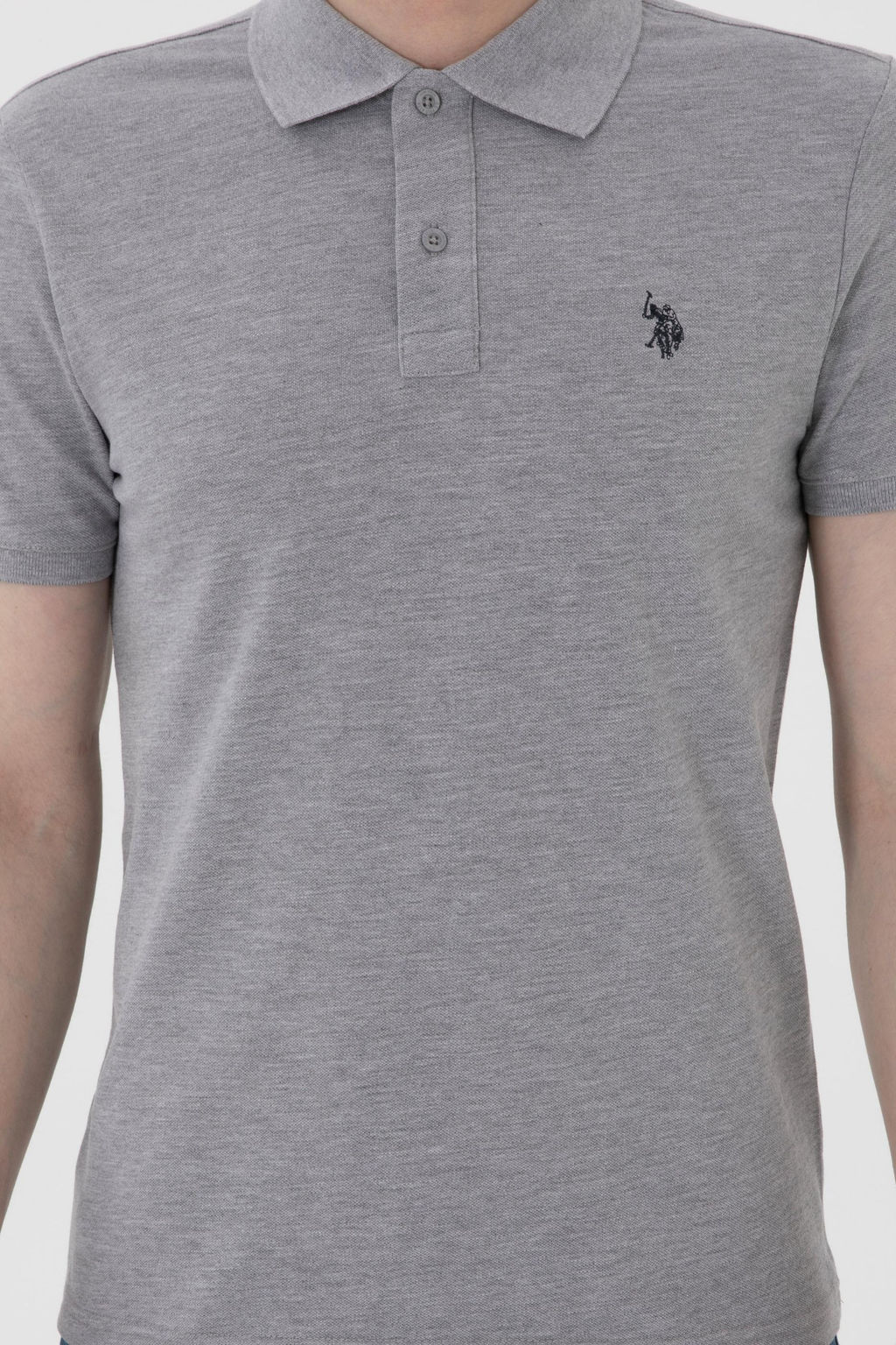 Erkek Slim Fit Polo Yaka Gri Melanj Basic Ti__rt Sepette S_rpriz _ndirim - U.s. polo assn фото 6