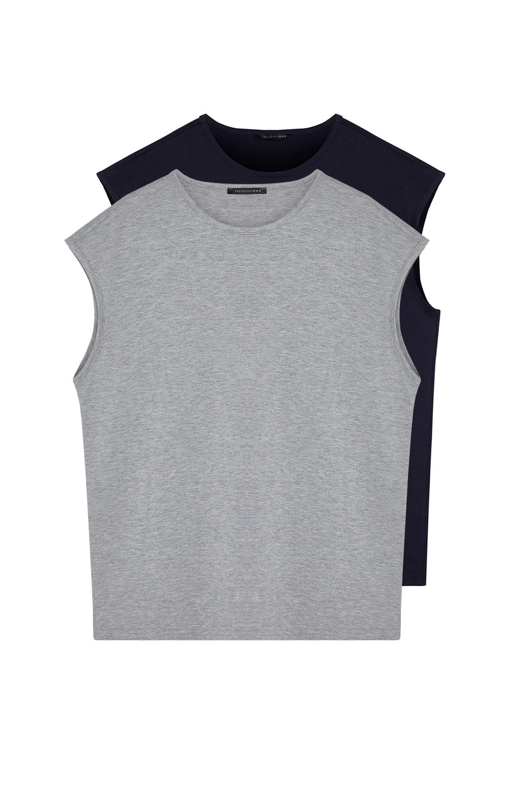 TRENDYOL MAN Basic Lacivert-Gri 2li Paket Oversize/Genis Kesim Pamuklu Kolsuz T-Shirt/Atlet TMNSS22AL0070 - Trendyolmilla фото 2