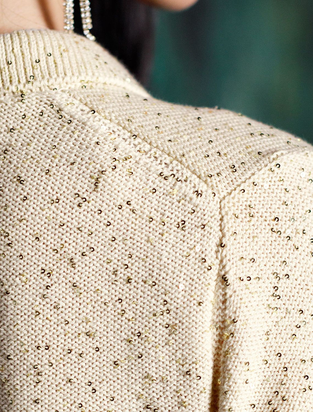 Джемпер поло с застежкой на пуговицы из хлопковой пряжи с пайетками - Vilatte фото 5