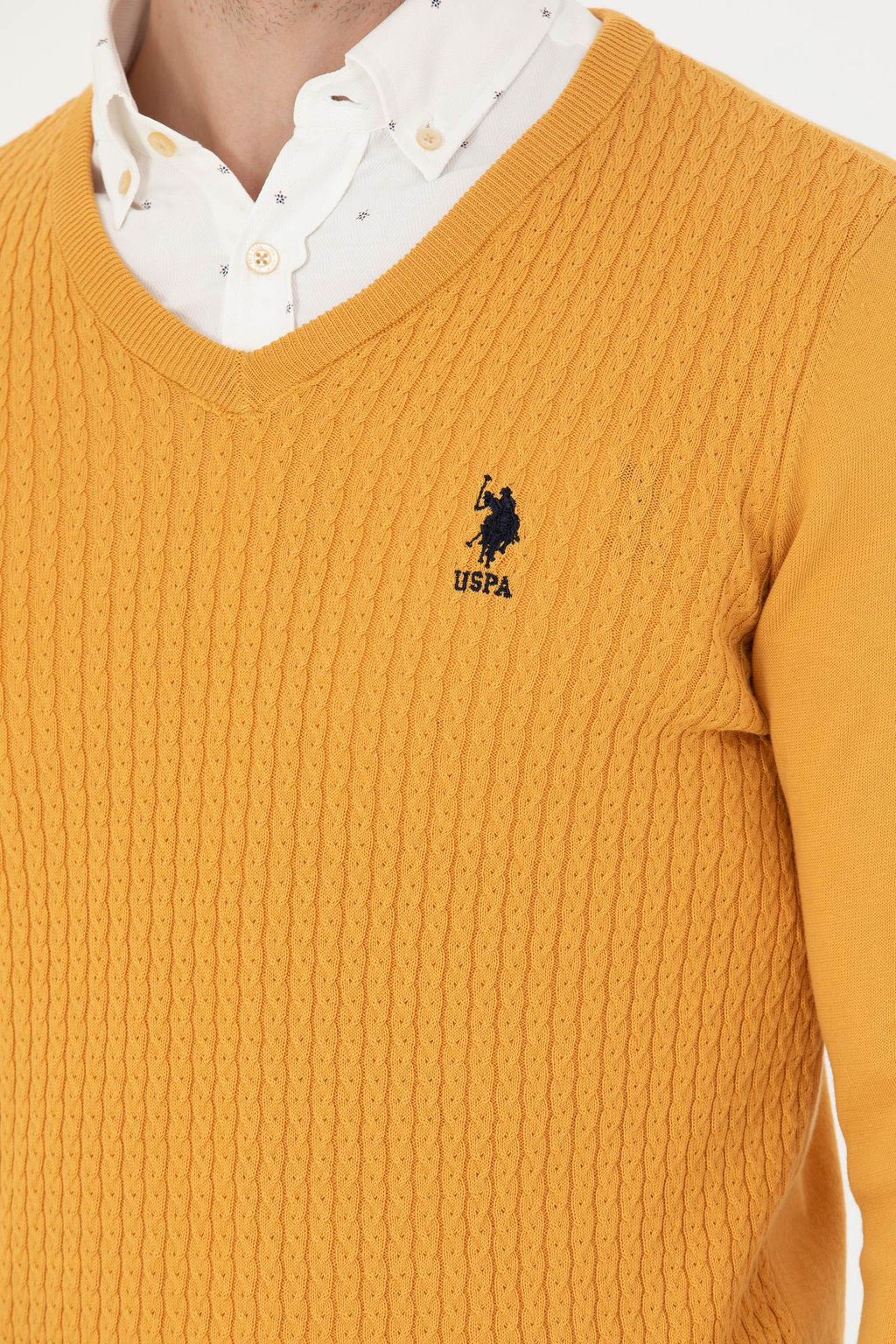 Мужской горчичный базовый свитер Неожиданная скидка в корзине - U.s. polo assn фото 14