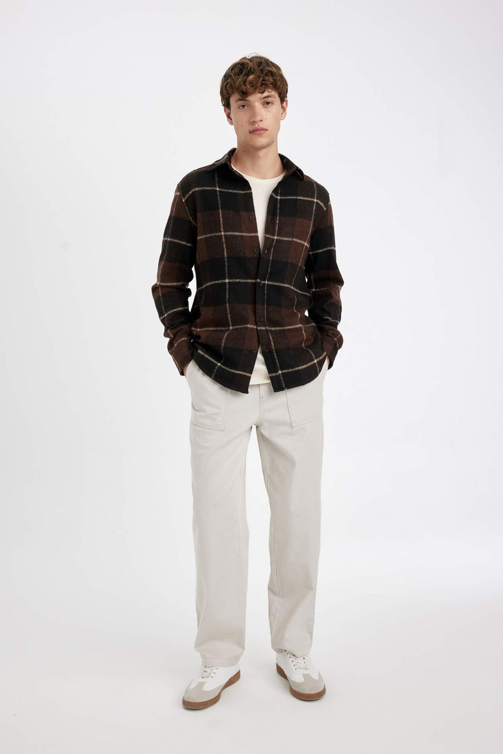 Gabardin Pantolon Wide Straight Fit Cepli Genis Duz Paca - Defacto фото 3